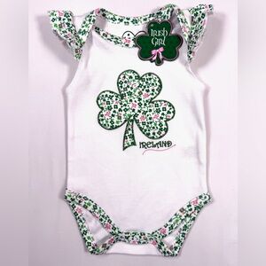 NWT TRADITIONAL CRAFT LTD Baby Girl Shamrock Applique Onesie 6-12 Months NEW
